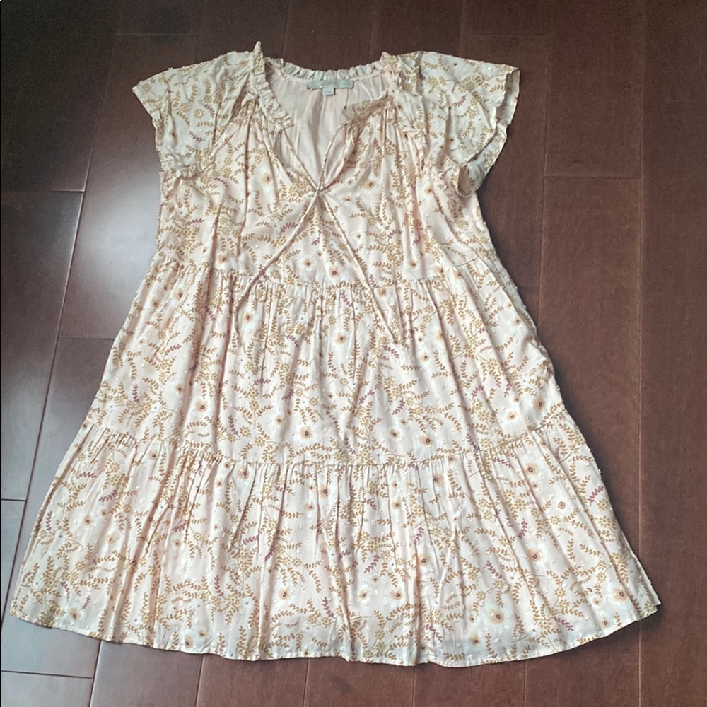 LOFT Cream Floral Dress